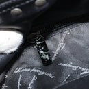 Salvatore Ferragamo Hand Bag Leather Black Silver Auth ARZ140-19