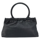 Salvatore Ferragamo Hand Bag Leather Black Silver Auth ARZ140-2