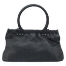 Salvatore Ferragamo Hand Bag Leather Black Silver Auth ARZ140-3