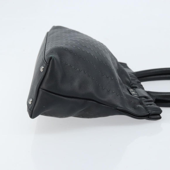 Salvatore Ferragamo Hand Bag Leather Black Silver Auth ARZ140