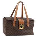 CELINE Macadam Canvas Hand Bag PVC Leather Brown Gold Auth ARZ141-1