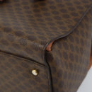CELINE Macadam Canvas Hand Bag PVC Leather Brown Gold Auth ARZ141-10