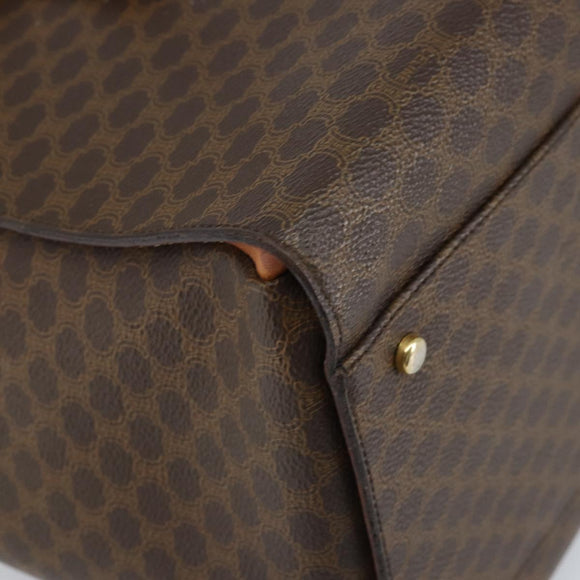 CELINE Macadam Canvas Hand Bag PVC Leather Brown Gold Auth ARZ141