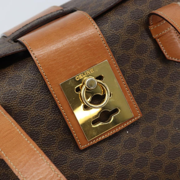 CELINE Macadam Canvas Hand Bag PVC Leather Brown Gold Auth ARZ141