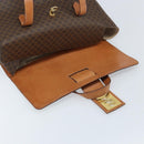 CELINE Macadam Canvas Hand Bag PVC Leather Brown Gold Auth ARZ141-15