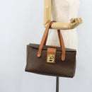 CELINE Macadam Canvas Hand Bag PVC Leather Brown Gold Auth ARZ141-23