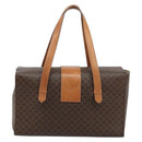 CELINE Macadam Canvas Hand Bag PVC Leather Brown Gold Auth ARZ141-3