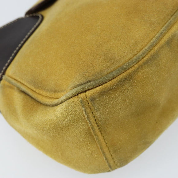PRADA Shoulder Bag Suede Yellow Silver Auth ARZ148