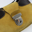 PRADA Shoulder Bag Suede Yellow Silver Auth ARZ148-17