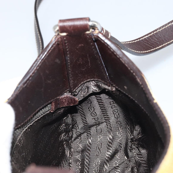 PRADA Shoulder Bag Suede Yellow Silver Auth ARZ148