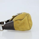 PRADA Shoulder Bag Suede Yellow Silver Auth ARZ148-4