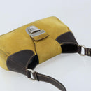 PRADA Shoulder Bag Suede Yellow Silver Auth ARZ148-6