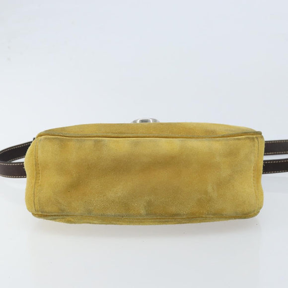 PRADA Shoulder Bag Suede Yellow Silver Auth ARZ148