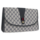 GUCCI GG Supreme Sherry Line Clutch Bag PVC Navy Gold 89 01 031 Auth ARZ149-1
