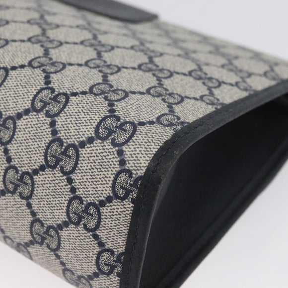 GUCCI GG Supreme Sherry Line Clutch Bag PVC Navy Gold 89 01 031 Auth ARZ149