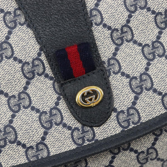 GUCCI GG Supreme Sherry Line Clutch Tasche PVC Navy Gold 89 01 031 Auth ARZ149