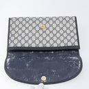 GUCCI GG Supreme Sherry Line Clutch Tasche PVC Navy Gold 89 01 031 Auth ARZ149-8