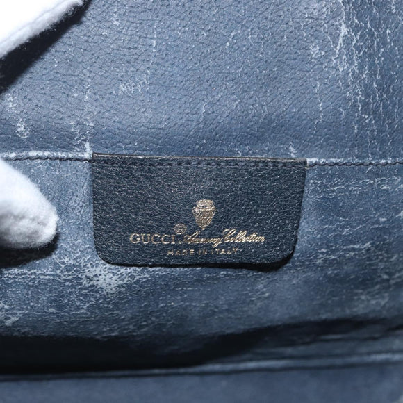 GUCCI GG Supreme Sherry Line Clutch Bag PVC Navy Gold 89 01 031 Auth ARZ149