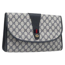 GUCCI GG Supreme Sherry Line Clutch Tasche PVC Navy Gold 89 01 031 Auth ARZ149-1