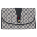 GUCCI GG Supreme Sherry Line Clutch Bag PVC Navy Gold 89 01 031 Auth ARZ149-2