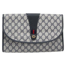 GUCCI GG Supreme Sherry Line Clutch Tasche PVC Navy Gold 89 01 031 Auth ARZ149-13