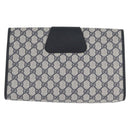 GUCCI GG Supreme Sherry Line Clutch Bag PVC Navy Gold 89 01 031 Auth ARZ149-3