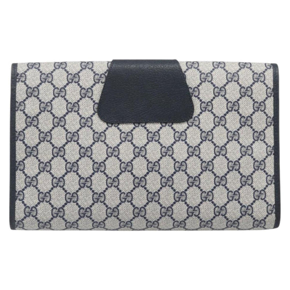 GUCCI GG Supreme Sherry Line Clutch Tasche PVC Navy Gold 89 01 031 Auth ARZ149