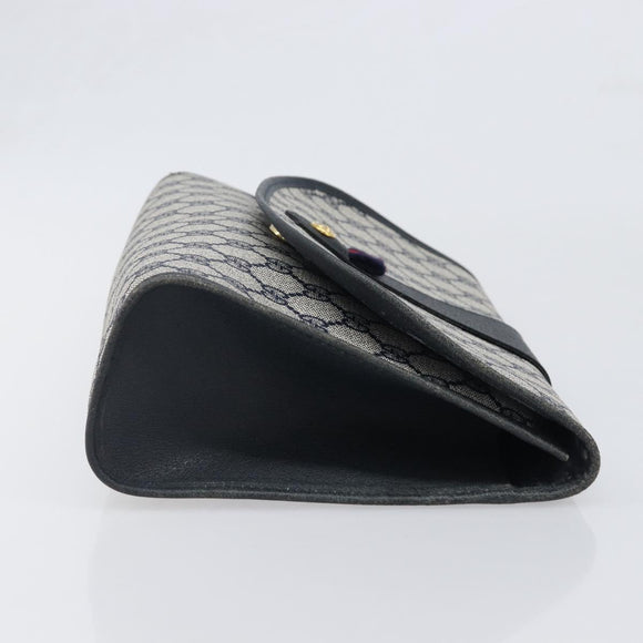 GUCCI GG Supreme Sherry Line Clutch Tasche PVC Navy Gold 89 01 031 Auth ARZ149