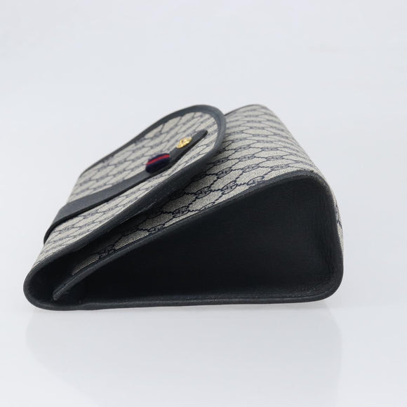 GUCCI GG Supreme Sherry Line Clutch Tasche PVC Navy Gold 89 01 031 Auth ARZ149