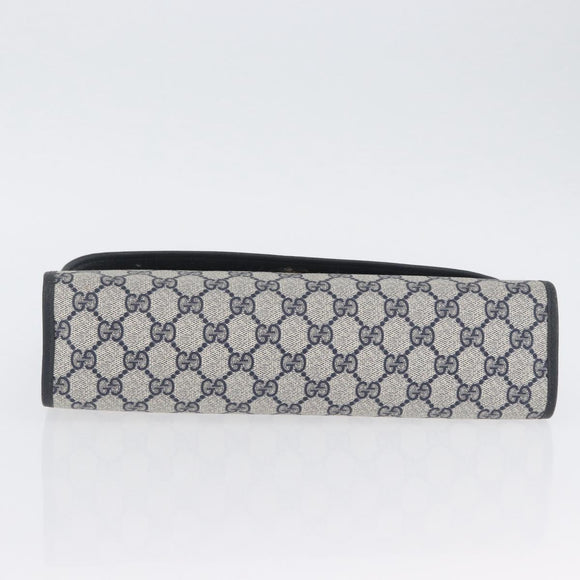 GUCCI GG Supreme Sherry Line Clutch Bag PVC Navy Gold 89 01 031 Auth ARZ149