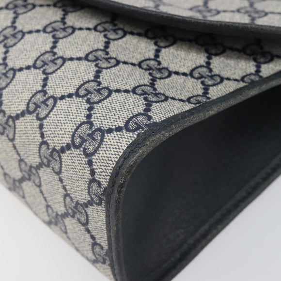 GUCCI GG Supreme Sherry Line Clutch Tasche PVC Navy Gold 89 01 031 Auth ARZ149