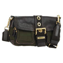 PRADA Shoulder Bag Nylon Leather Khaki Gold Auth ARZ154V-1