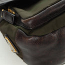 PRADA Shoulder Bag Nylon Leather Khaki Gold Auth ARZ154V-8