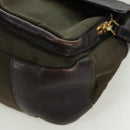 PRADA Shoulder Bag Nylon Leather Khaki Gold Auth ARZ154V-15