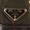 PRADA Shoulder Bag Nylon Leather Khaki Gold Auth ARZ154V-18