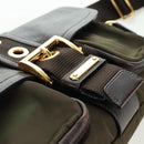 PRADA Shoulder Bag Nylon Leather Khaki Gold Auth ARZ154V-19