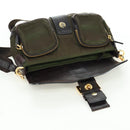 PRADA Shoulder Bag Nylon Leather Khaki Gold Auth ARZ154V-9