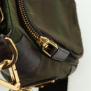 PRADA Shoulder Bag Nylon Leather Khaki Gold Auth ARZ154V-20