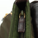 PRADA Shoulder Bag Nylon Leather Khaki Gold Auth ARZ154V-22