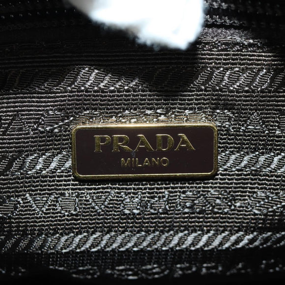 PRADA Shoulder Bag Nylon Leather Khaki Gold Auth ARZ154V