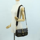 PRADA Shoulder Bag Nylon Leather Khaki Gold Auth ARZ154V-28