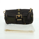 PRADA Shoulder Bag Nylon Leather Khaki Gold Auth ARZ154V-12
