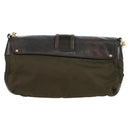 PRADA Shoulder Bag Nylon Leather Khaki Gold Auth ARZ154V-2