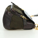 PRADA Shoulder Bag Nylon Leather Khaki Gold Auth ARZ154V-4
