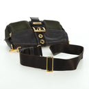 PRADA Shoulder Bag Nylon Leather Khaki Gold Auth ARZ154V-6