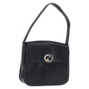 GUCCI Shoulder Bag Leather Navy Gold Auth ARZ157-1