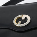 GUCCI Shoulder Bag Leather Navy Gold Auth ARZ157-14