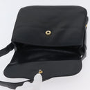 GUCCI Shoulder Bag Leather Navy Gold Auth ARZ157-15