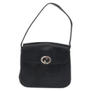 GUCCI Shoulder Bag Leather Navy Gold Auth ARZ157-2
