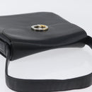 GUCCI Shoulder Bag Leather Navy Gold Auth ARZ157-6